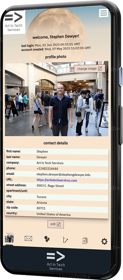 Art in Tech Services client portal laptop mockup