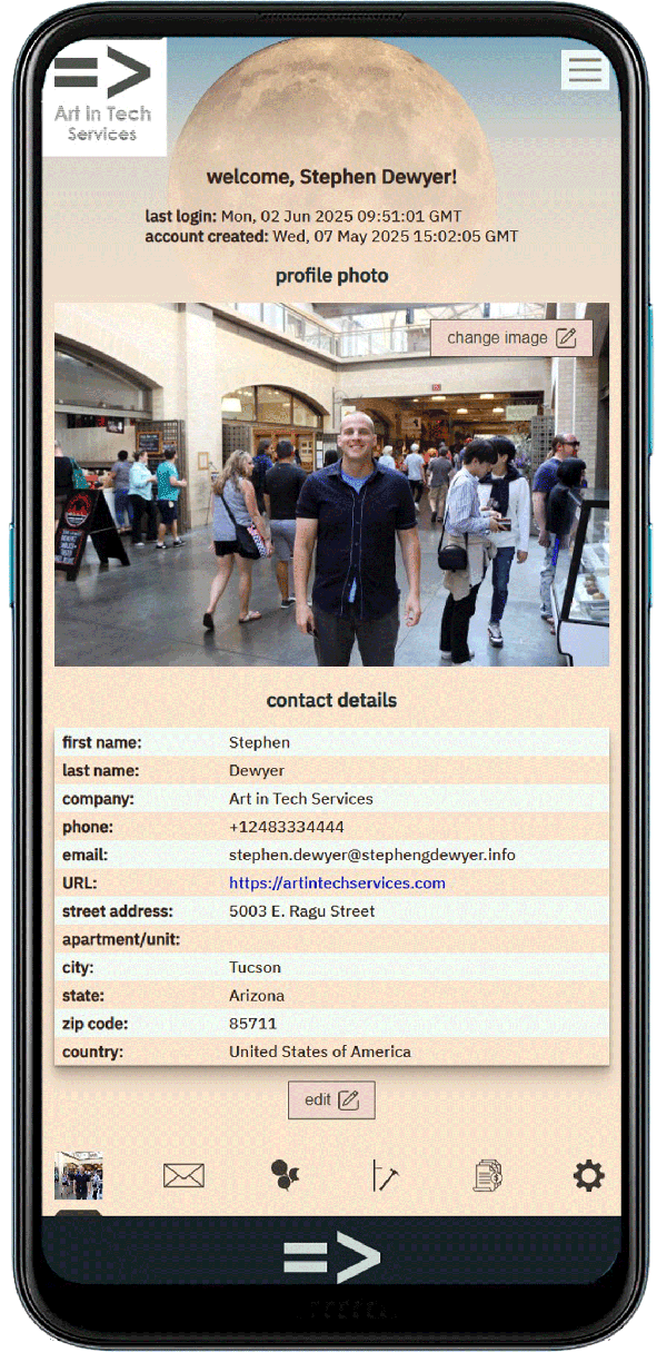 Art in Tech Services mobile prototype