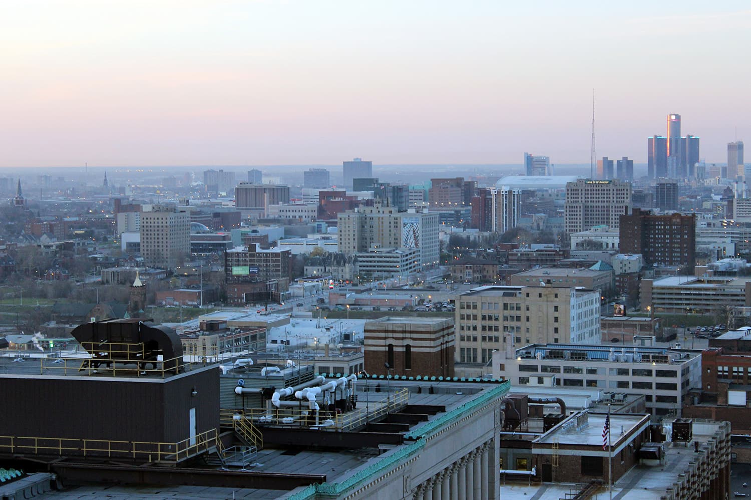 Detroit, Michigan as seen from Fisher Building in the morning