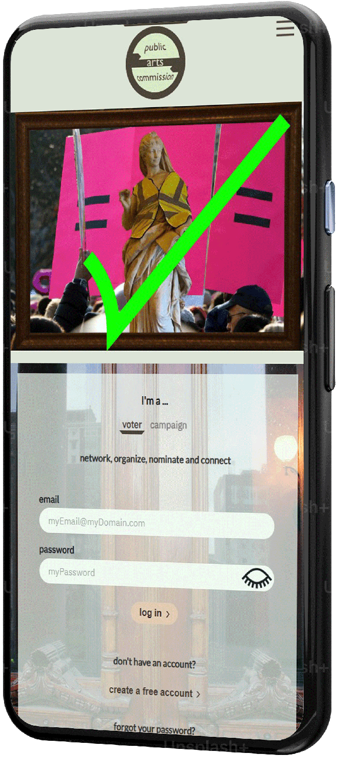 Public Arts Commission index mobile mockup